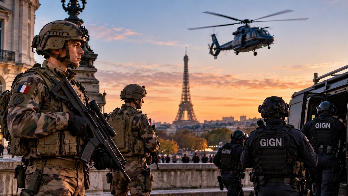 Soldiers, GIGN and a helicopter in Paris for the October 24 security operation